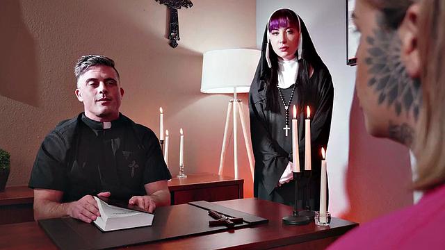Anal nun gets fucked by pervert priest in his sinful office