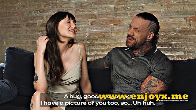 Horny brunette receives raunchy fuck-fest from inked lover, culminating in a super-hot cum tonguing session - total hd!