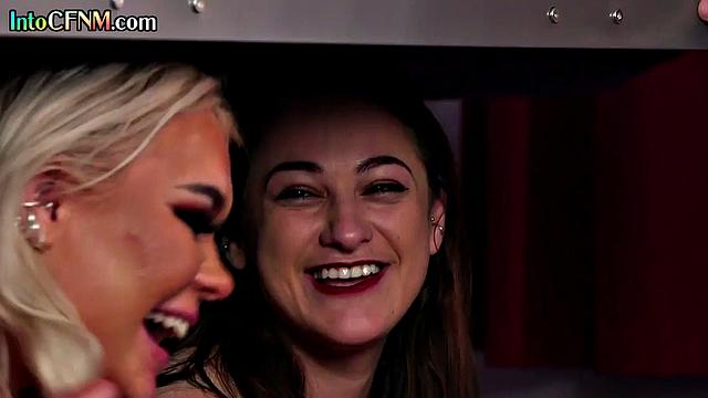 CFNM babes cocksucking lucky guy