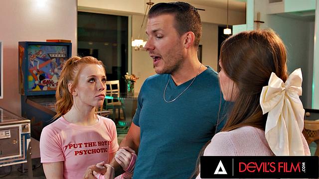 DEVILS FILM - Hot Threesome With Two College Babes And Their Crush