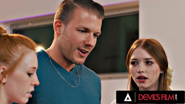 DEVILS FILM - Hot Threesome With Two College Babes And Their Crush