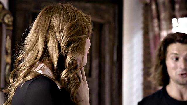 Horny daughter-in-law deepthroats and gives a hot handjob to her future father-in-law in the living room