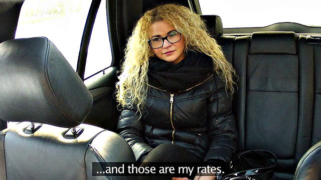 Frizzy Haired Blonde Gets A Mouthful of Cabbie Cock