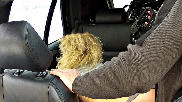 Frizzy Haired Blonde Gets A Mouthful of Cabbie Cock