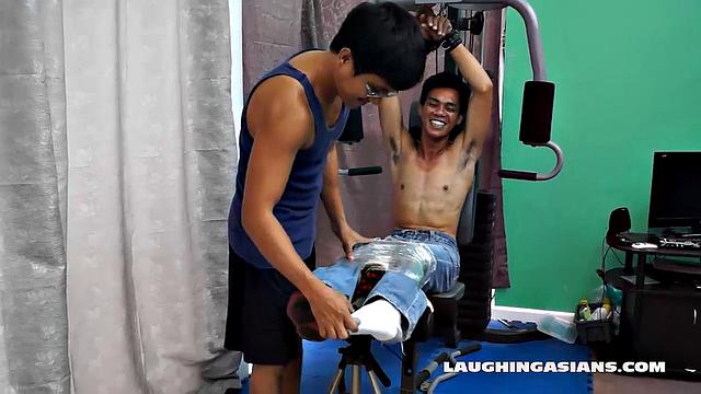 Ricky Tickles Feet On The Gym