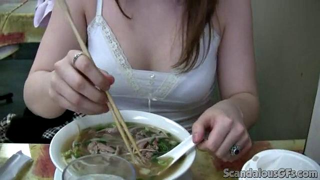 Hot Couple Enjoys In Restaurant Bathroom
