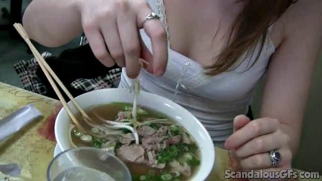 Hot Couple Enjoys In Restaurant Bathroom