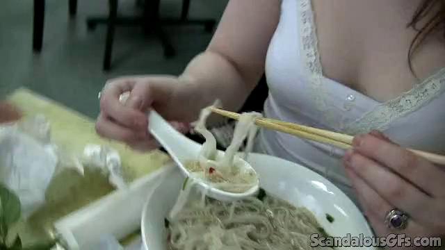 Hot Couple Enjoys In Restaurant Bathroom