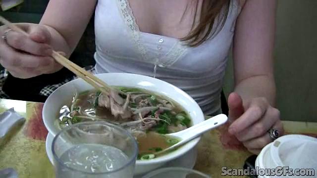 Hot Couple Enjoys In Restaurant Bathroom