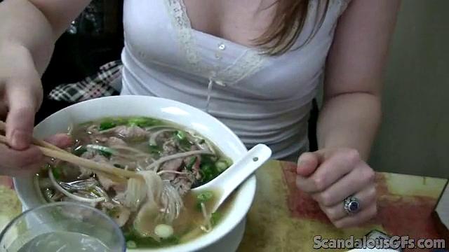 Hot Couple Enjoys In Restaurant Bathroom