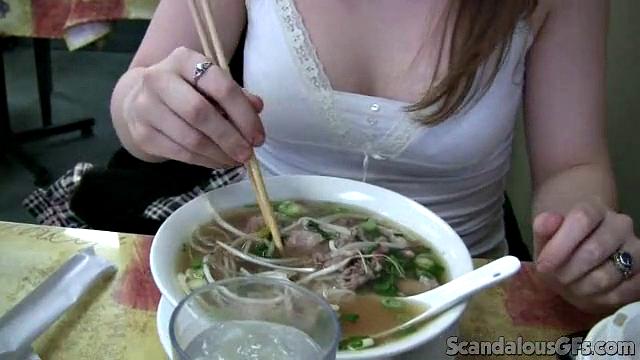 Hot Couple Enjoys In Restaurant Bathroom