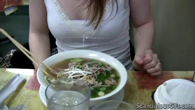Hot Couple Enjoys In Restaurant Bathroom