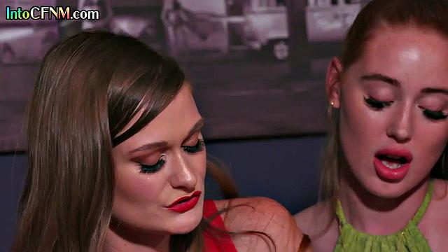 Cockhungry babes deepthroating DILF