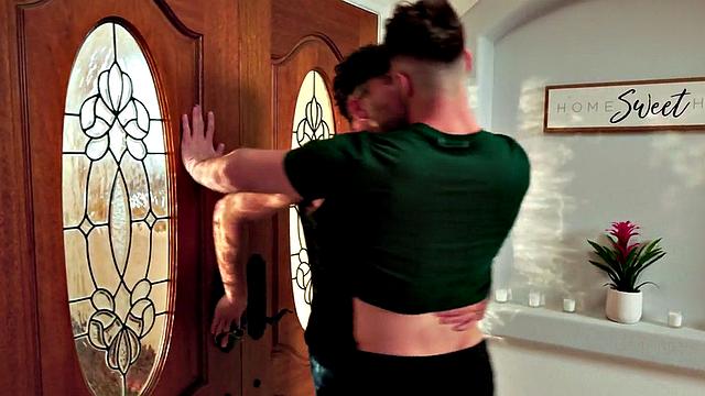 Athletic jock bareback fucks BF's asshole after kissing