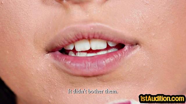 Cute busty babe rides cock on casting