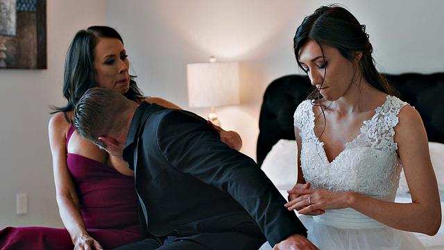 PURE TABOO Bride Maya Woulfe Caught Anxious Fiance Sucking His Stepmom Reagan Foxx's Breasts