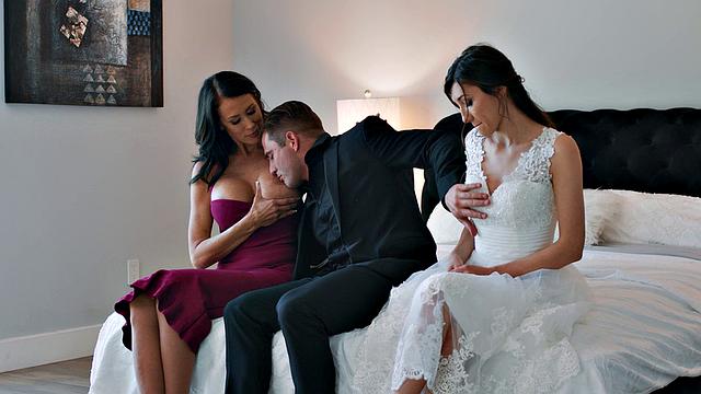 PURE TABOO Bride Maya Woulfe Caught Anxious Fiance Sucking His Stepmom Reagan Foxx's Breasts