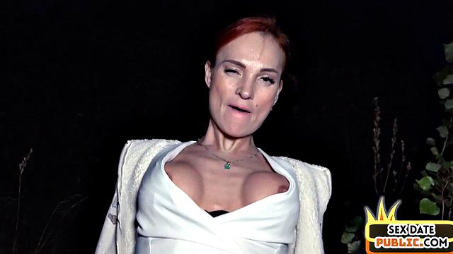 German redhead MILF public fucked outdoors by sex date