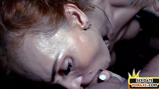 German redhead MILF public fucked outdoors by sex date