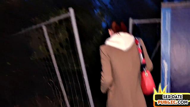 German redhead MILF public fucked outdoors by sex date