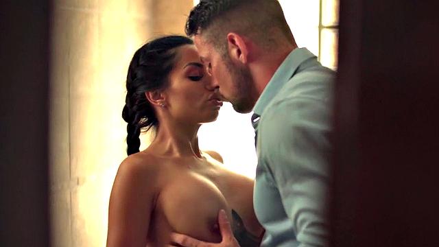 Perfect tattooed bae pleasing her BF's cock