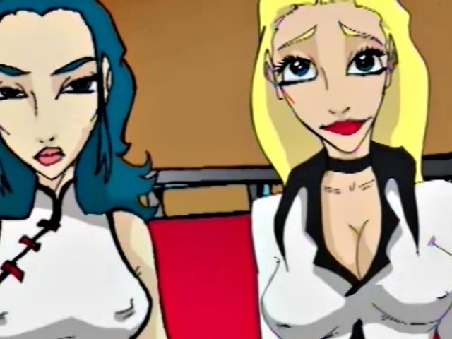 Busty cartoon girl gets pussy licked