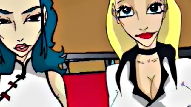 Busty cartoon girl gets pussy licked