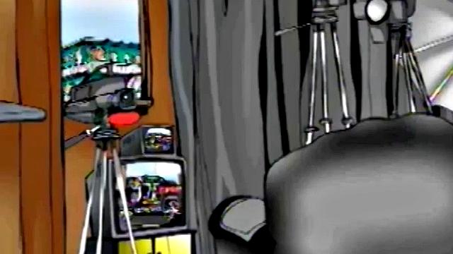 Мультяшная блондинка с огромными сиськами кайфует от лизуна-монстра