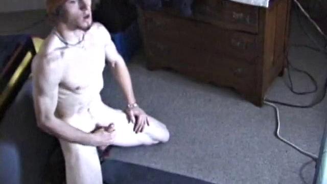 Eddy reclines in the sauna and looks at a porn magazine until a boner pops out of his shorts. Some serious stroking makes him bust a huge nut. Eddy then showers and poses naked for us.