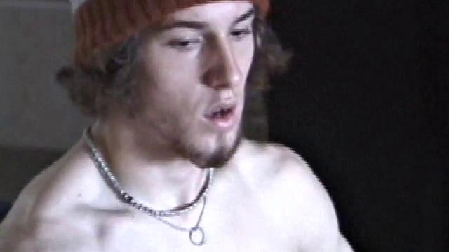 Eddy reclines in the sauna and looks at a porn magazine until a boner pops out of his shorts. Some serious stroking makes him bust a huge nut. Eddy then showers and poses naked for us.