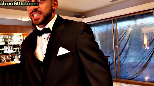 Outdoor stud barebacked by his stepbrother by the pool