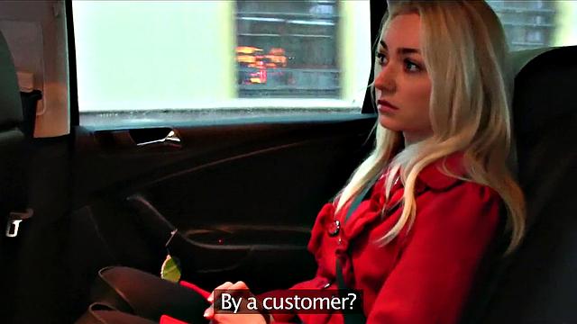 Blonde babe begs for hot cum creampie while getting fucked doggystyle in car