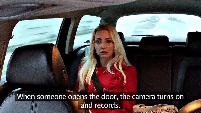 Blonde babe begs for hot cum creampie while getting fucked doggystyle in car