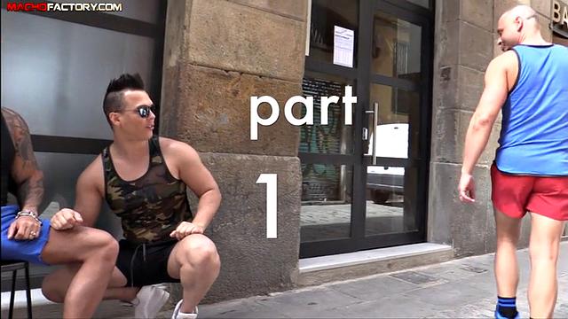 muscular guys share a wild threesome and double penetration in barcelona, tight asses and deep pleasure