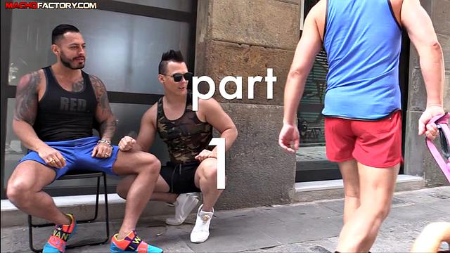 muscular guys share a wild threesome and double penetration in barcelona, tight asses and deep pleasure