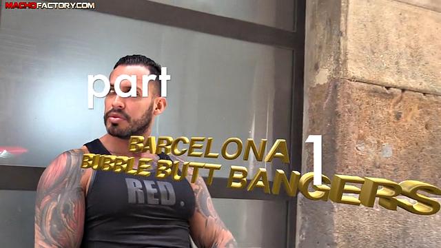 muscular guys share a wild threesome and double penetration in barcelona, tight asses and deep pleasure