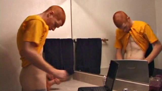 Young Tristian's Hot Solo Scene: Bathroom Jerk Off and Mirror Cum Shot