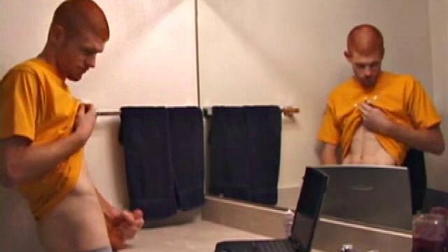 Young Tristian's Hot Solo Scene: Bathroom Jerk Off and Mirror Cum Shot