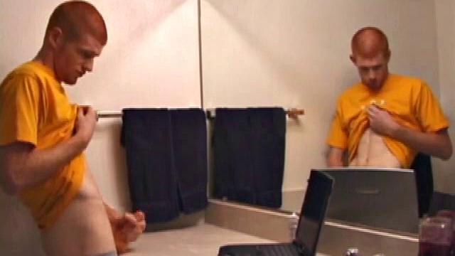 Young Tristian's Hot Solo Scene: Bathroom Jerk Off and Mirror Cum Shot