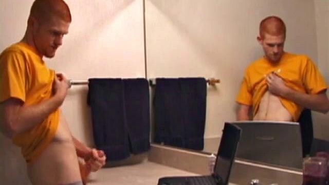 Young Tristian's Hot Solo Scene: Bathroom Jerk Off and Mirror Cum Shot