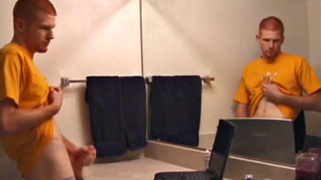 Young Tristian's Hot Solo Scene: Bathroom Jerk Off and Mirror Cum Shot