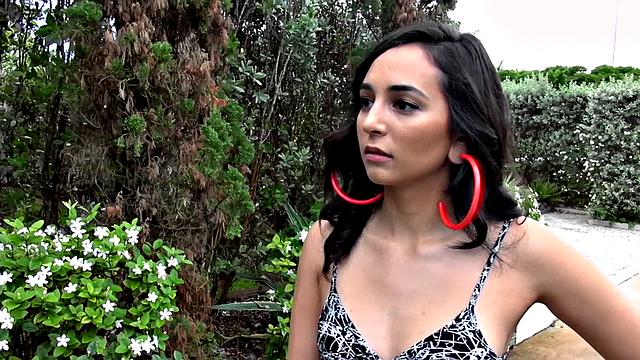 Latina hottie with a tattoo takes a hard pounding in the park and gets a messy facial