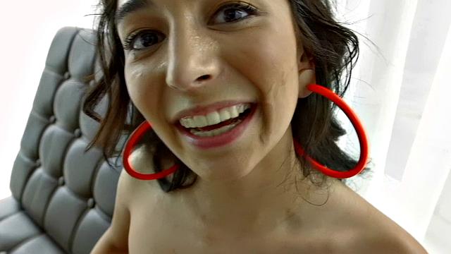 Latina hottie with a tattoo takes a hard pounding in the park and gets a messy facial