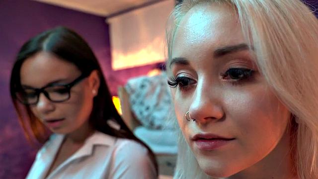 Curvy babe enjoys 3some hostel room fuck with her BFF