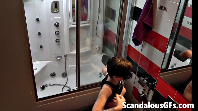 I filmed my tattooed girlfriend in the bathroom cleaning up nice