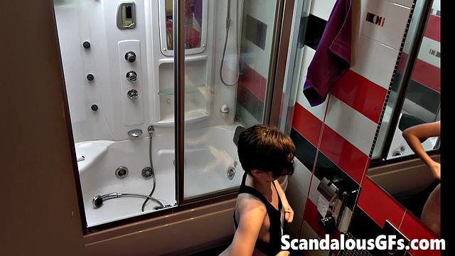 I filmed my tattooed girlfriend in the bathroom cleaning up nice