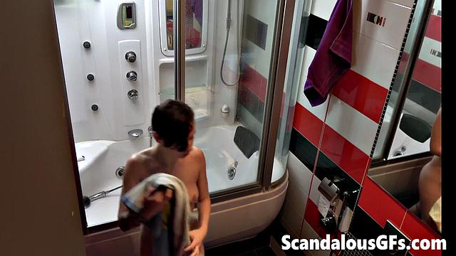 I filmed my tattooed girlfriend in the bathroom cleaning up nice