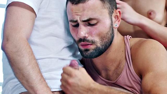 Bi anal train with giving head