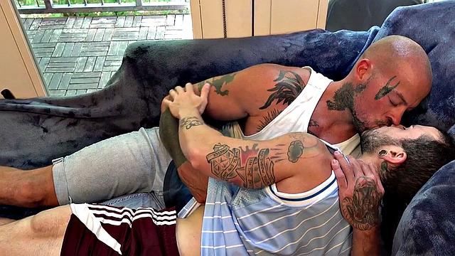 Operated person with cock and pussy gets fucked by inked jock