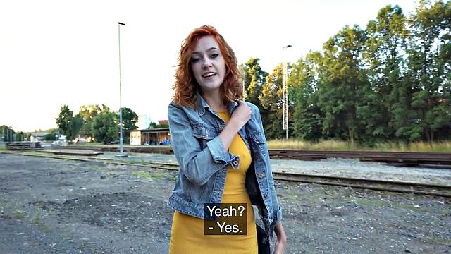 Picked up inked babe outdoors banged in her tight pussy